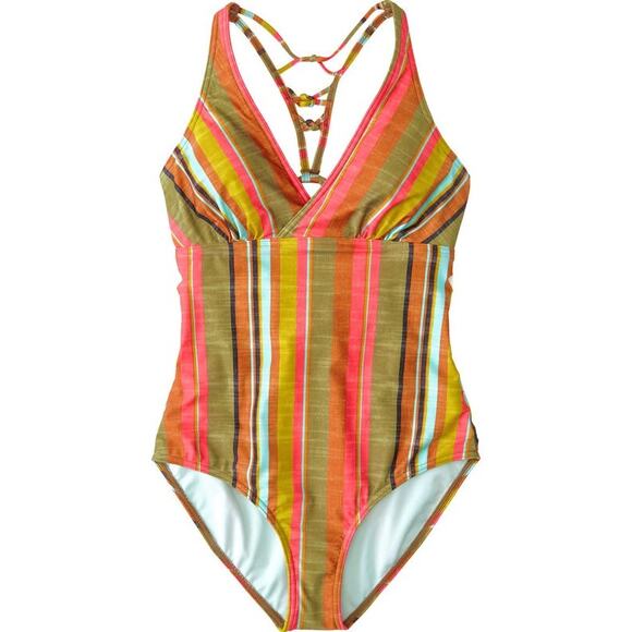 [Prana] Multi-Color Fergusen Cacti Soleil Stripe One-Piece Swimsuit Sz Medium M - Picture 1 of 14